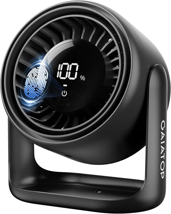Gaiatop Desk Fan with Touch Control, 4000mAh Battery, 5 Speeds Ultra Quiet by GAIATOP