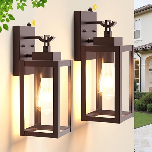 LTBLIGHT 2-Pack Dusk to Dawn Porch Light, Farmhouse Brown Outdoor Lights Wall by LTBLIGHT