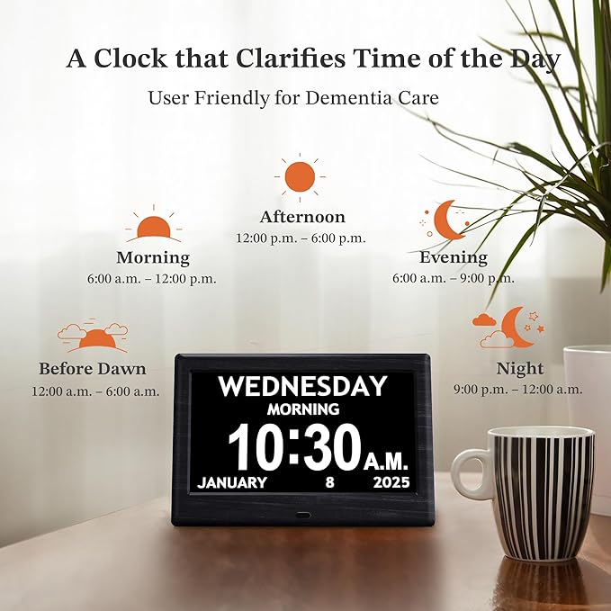 7'' Digital Clocks, 12 Reminders & 6 Alarms, Dementia Clock - Image 6