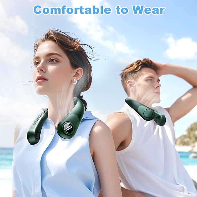 Portable Neck Fan that Blow Cold Air, LED Display, Rechargeable Hands-Free - Image 7