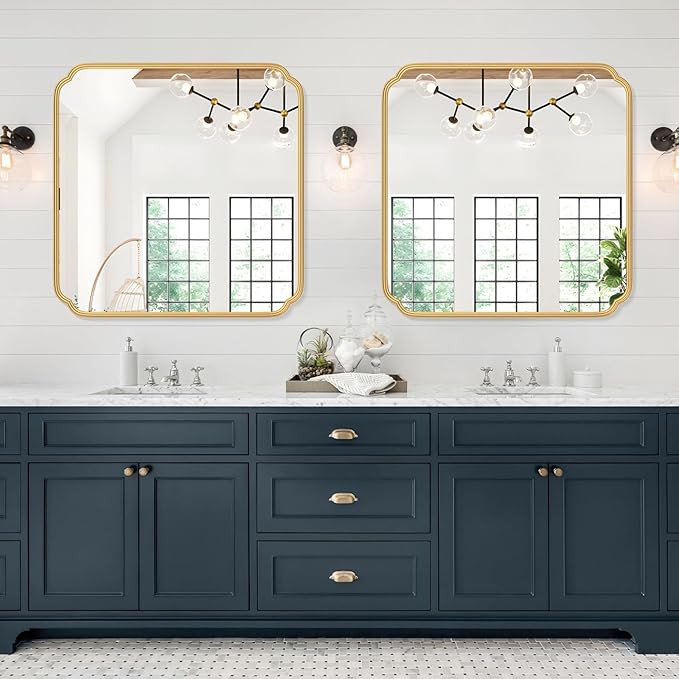 Gold Bathroom Mirror for Wall 36" x 36" Square Bathroom Vanity Mirror Farmhouse - Image 2