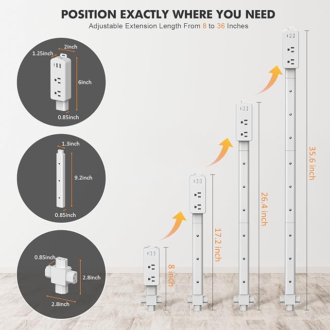 Wall Outlet Extender Stick & Electrical Plug Extension Outlet, Adjustable - Image 2