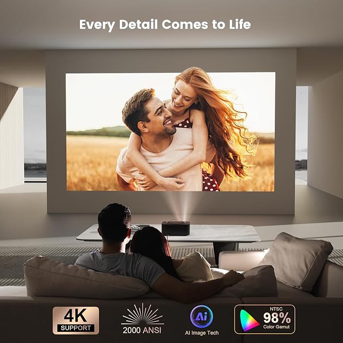 Projector-4K with WiFi and Bluetooth:Outdoor-Projector Smart TV OS 2.0 & DoIby - Image 4