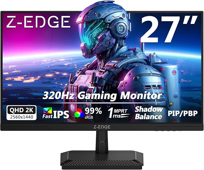 Z-Edge 27 inch Gaming Monitor 320Hz 300Hz, 2K QHD 1440P Fast IPS Monitor by ZZ-EDGE