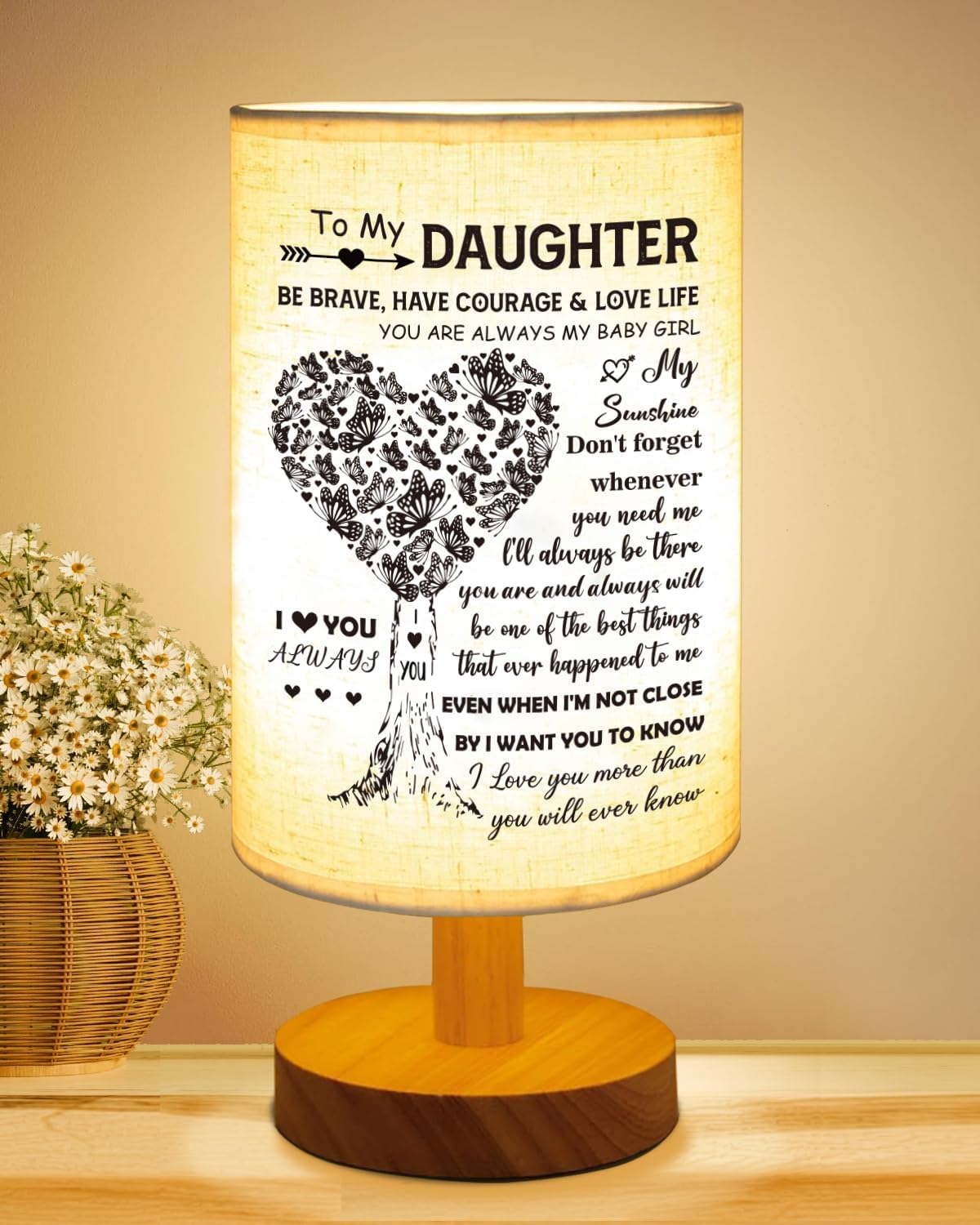 Daughter Gifts from Mom, to Daughter Table Lamp, Daughter Wedding Gifts | Daughter Gifts for Birthday Back to School, Bedside Table Lamp Gifts for Daughter Adult, Mother Daughter Gift