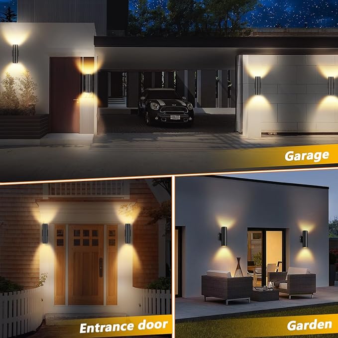 RIDALUX Outdoor Wall Lights Porch Sconce: 6 Pack LED Cylinder Up Down Wall - Image 7
