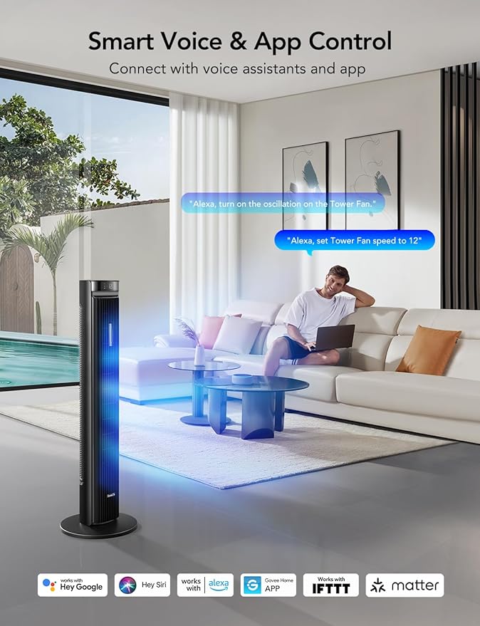 GoveeLife 42'' Tower Fan for Bedroom, Smart Floor Fans - Image 2