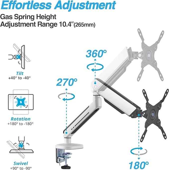 AVLT Single 27”-45” RGB Gaming Monitor Arm Desk Mount Built-in 20 Lighting - Image 3