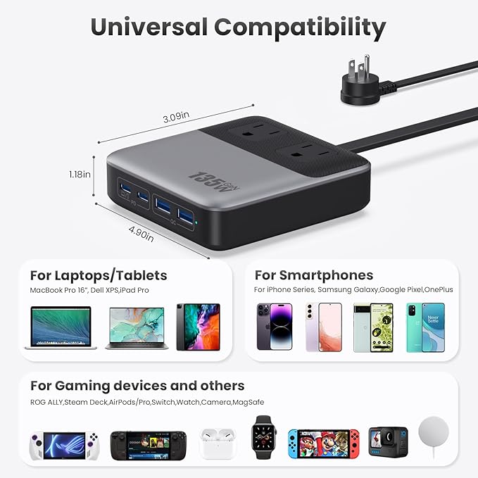 6-in-1 Charging Station USB C Power Strip - Image 3