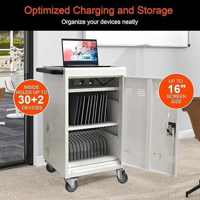 Aokleo 32 Devices Laptop Charging Cart, Tablet Storage Carts - Image 5