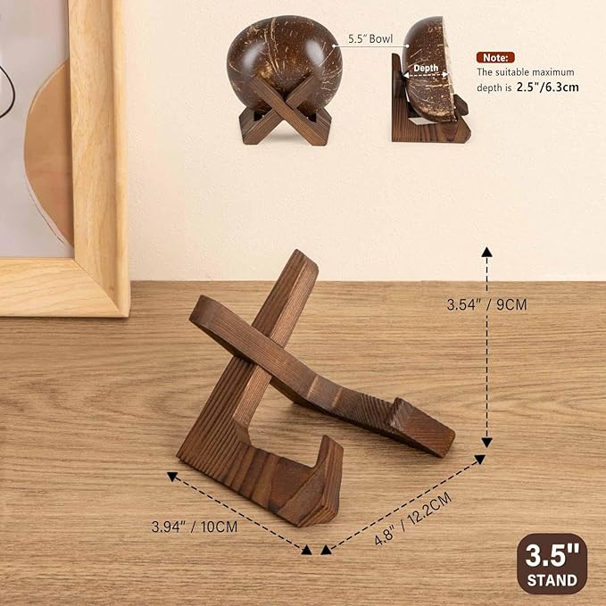 ANBOXIT Bowl Stands for Display, 3 Pack 3.5 Inch Plate Holder, Wooden Easel - Image 4