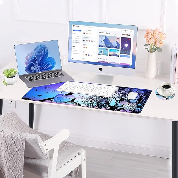 BFUKVOU Large Keyboard Mouse Pad Set, Extended Mouse Pad+Keyboard Wrist Rest - Image 3