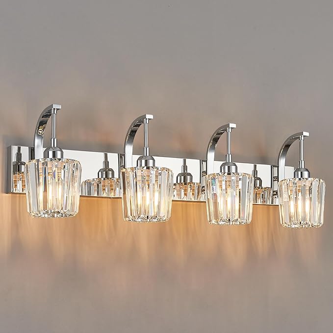 FDPBY Modern Bathroom Vanity Light, 4-Light Chrome Wall Sconce - Image 8