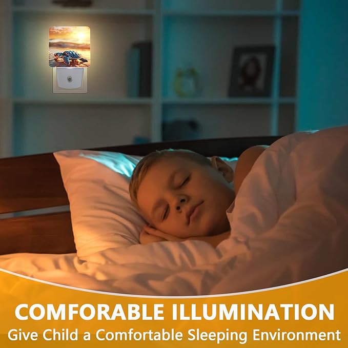 GANTINIR Sea Turtle Beach Sunrise Night Light, Plug-into Nightlight White LED - Image 4
