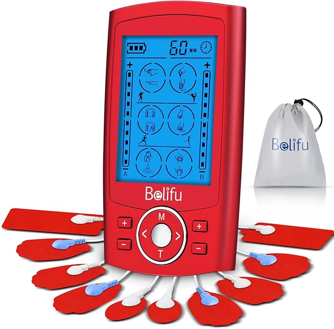 Belifu Dual Channel TENS EMS Unit 24 Modes Muscle Stimulator by Belifu