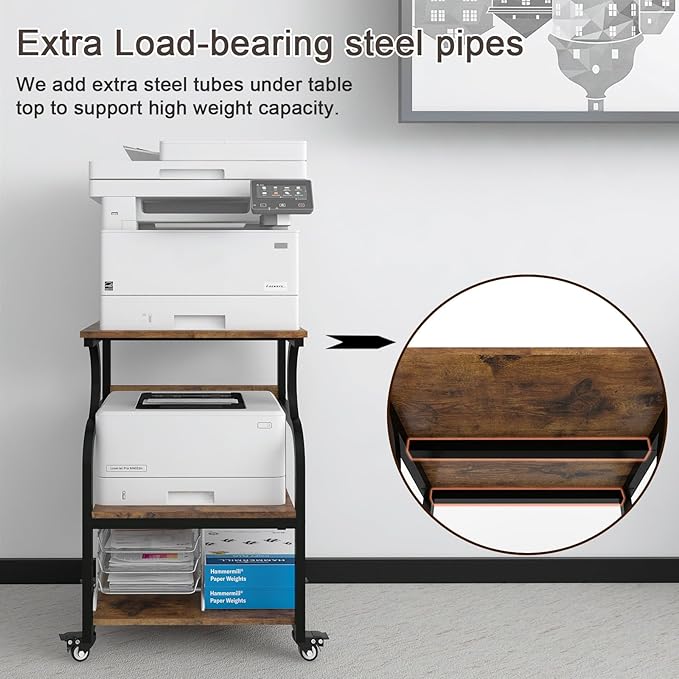Natwind Large 3-Tier Rolling Printer Cart - Image 5