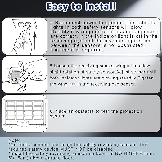 NLDZGA 41A4373A Garage Door Safety Sensor Compatible - Image 5