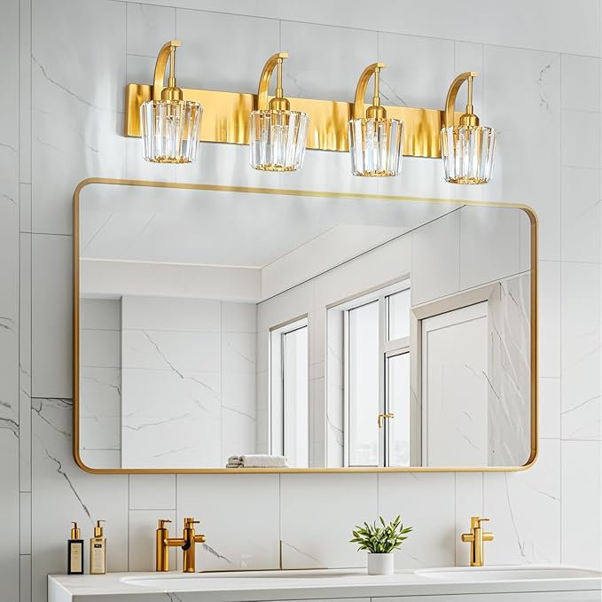 FDPBY Modern Bathroom Vanity Light, 4-Light Gold Wall Sconce - Image 6