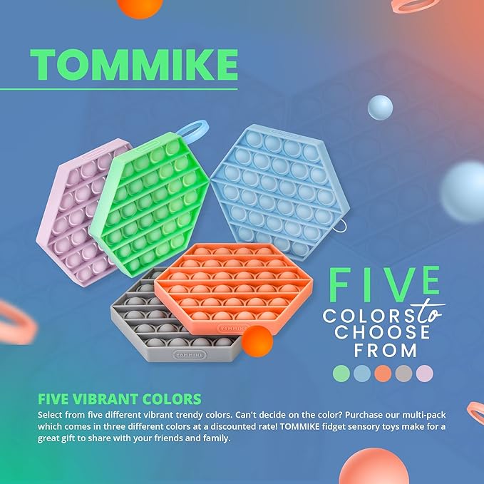 TOMMIKE Hexagon Push Pop Fidget Toy Bubble Sensory - Image 4