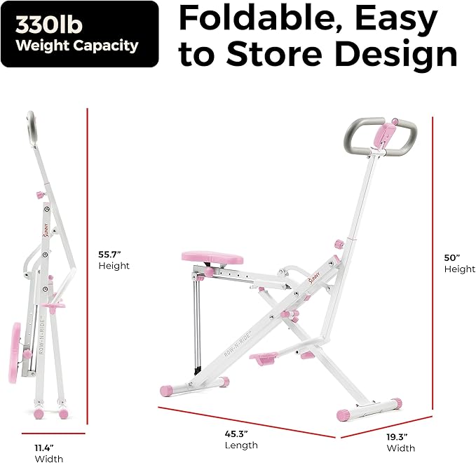 Sunny Health & Fitness Smart Row-N-Ride Glute & Leg Trainer, Foldable Squat - Image 6