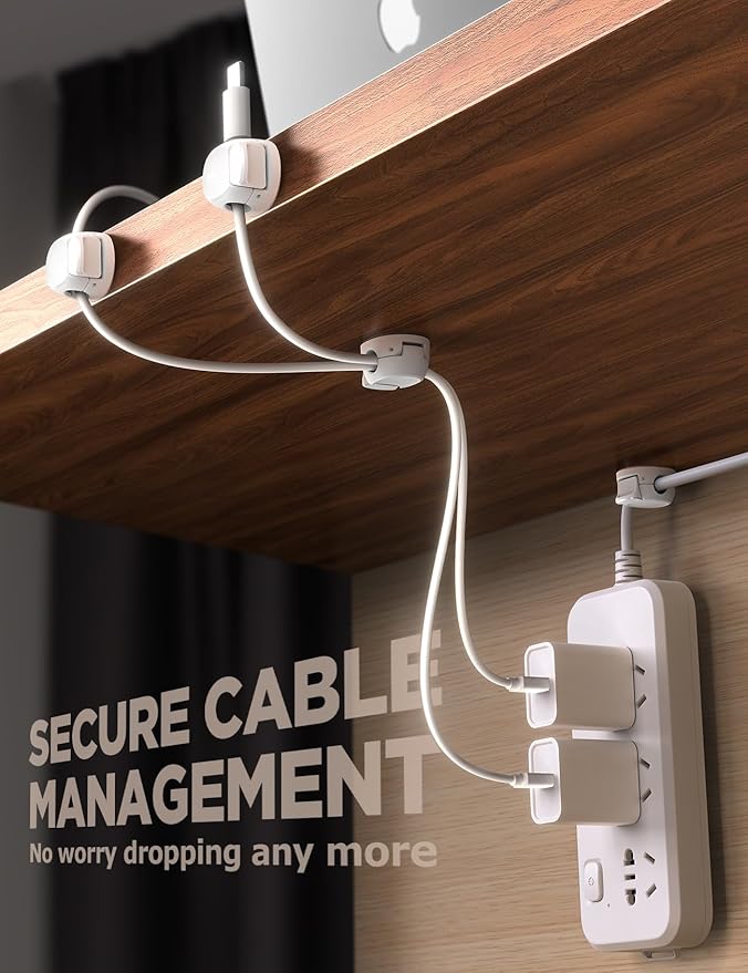 12Pack Cord Organizer Cable Clips, Chfeila Cord Holder, Desk Cable Management - Image 5