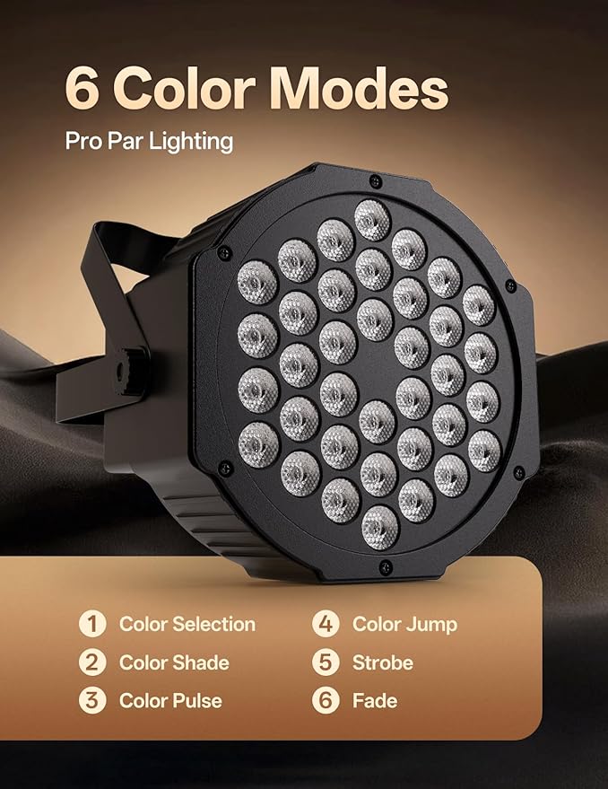 JAJALUYA LED Par Lights 36 LED Stage Lights 7 Modes RGB DJ Lights - Image 3