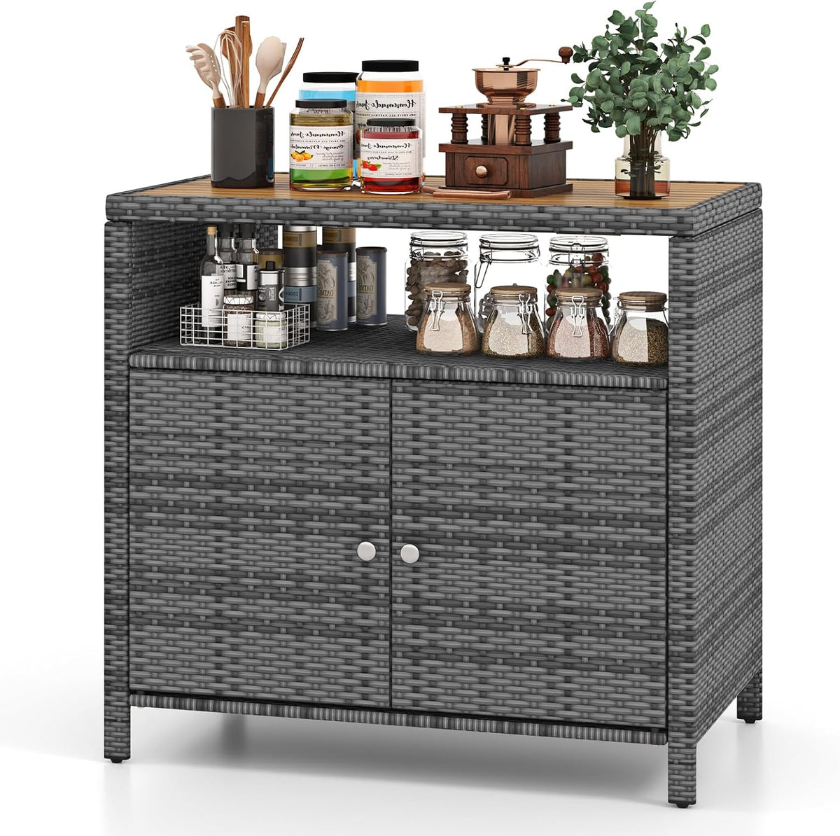 rattan storage cabinet, outdoor & indoor sideboards with, main product view