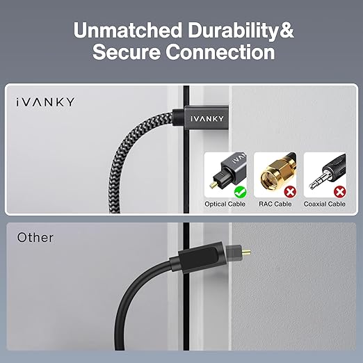 IVANKY Optical Audio Cable, 10ft Toslink Fiber Optic Cord, S/PDIF Digital - Image 5