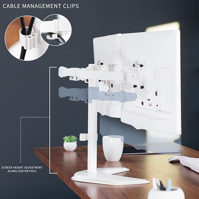 VIVO Dual LED LCD Monitor Mount, Free-Standing Desk Stand - Image 6