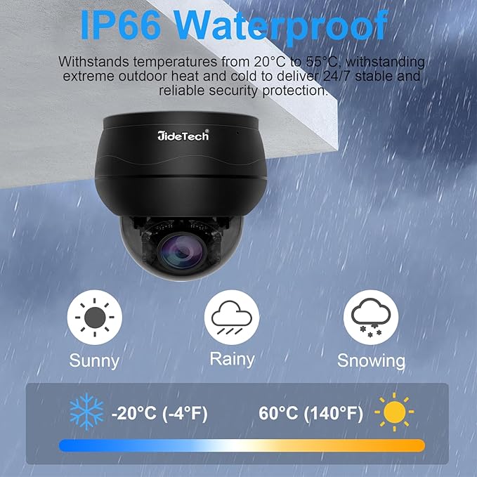 JideTech 10X Hybrid Zoom 4K 8MP Outdoor PTZ IP PoE Dome Camera Indoor, Auto - Image 8