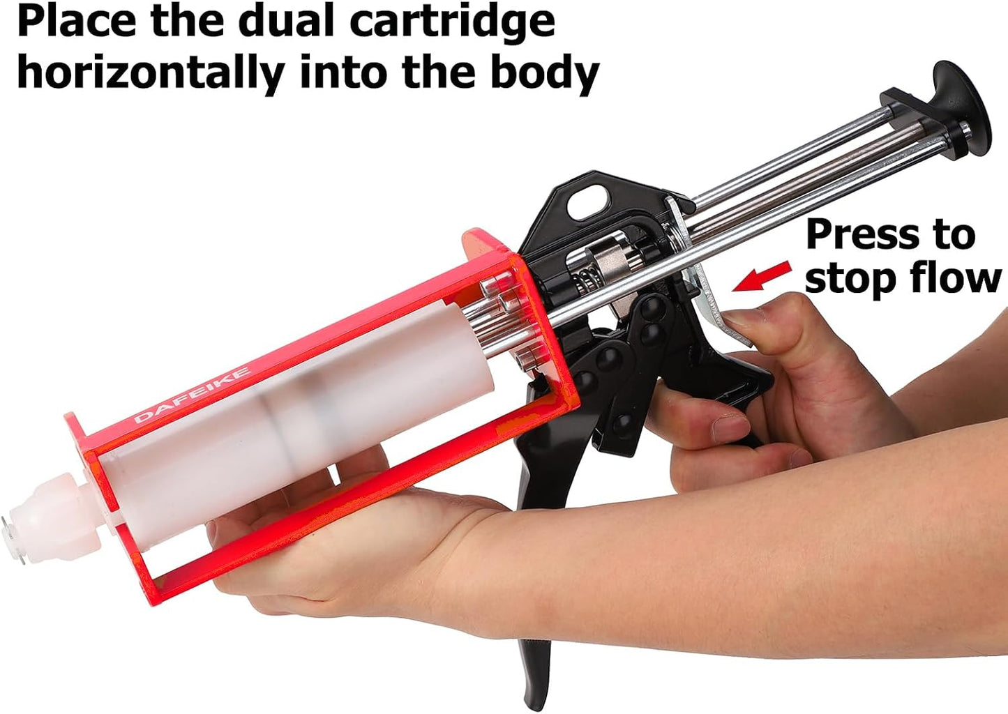 200 ml 6.75 fl oz 1:1 and 2:1 Epoxy Gun Dual Component Caulking Gun Manual Double Cartridge Caulk Gun Panel Bond Adhesive Applicator for 08115 08116, Red