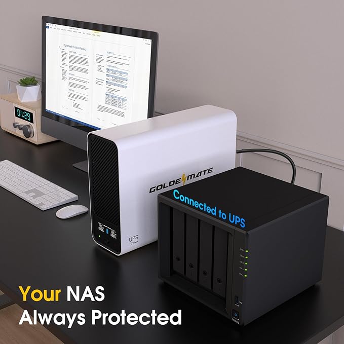 GOLDENMATE 1000VA/800W Lithium UPS Battery Backup and Surge Protector, Sinewave - Image 4