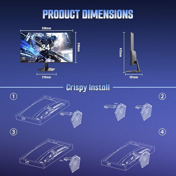 SANSUI 24 Inch Curved 160Hz Gaming Monitor, 1500R Curved Gaming Monitor FHD - Image 9