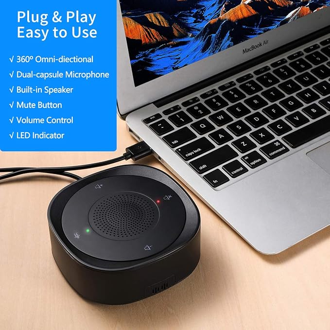 USB Speakerphone Microphone, Conference Speaker Omnidirectional Computer Mic - Image 6