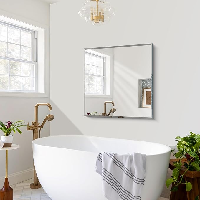 CILIBER Beveled Mirror, 30x30 inch Square Bathroom Mirrors - Image 7