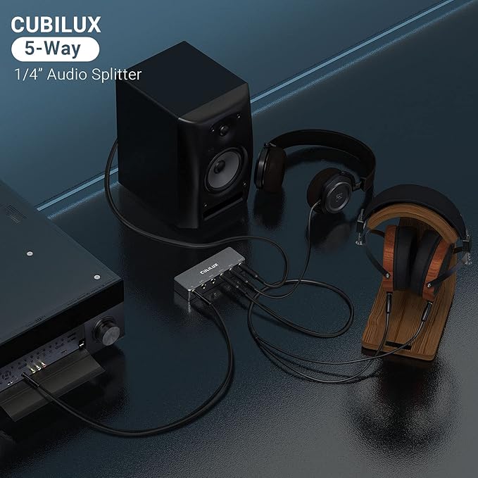 Cubilux 5-Way Quarter Inch Signal Splitter, Passive 1/4” Audio Splitter - Image 2