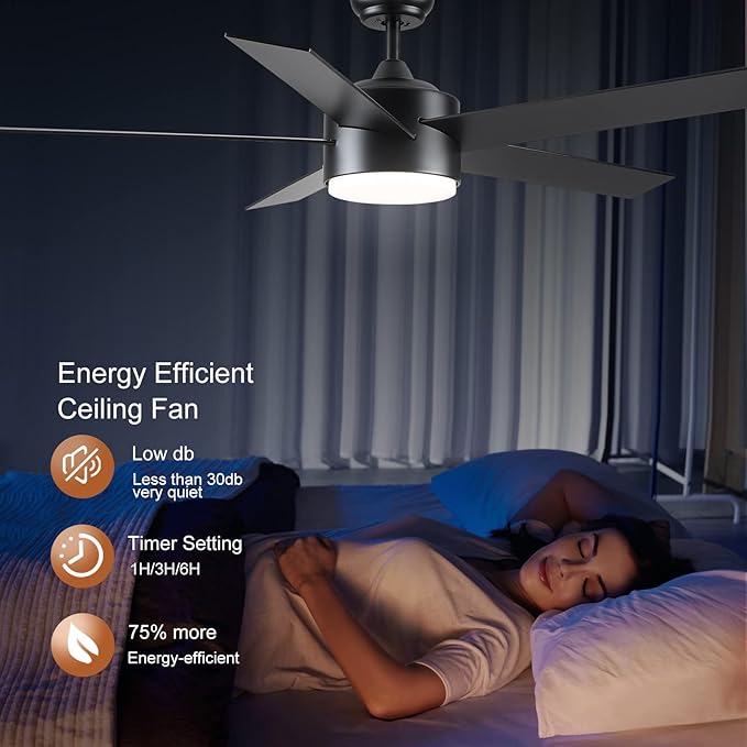 POCHFAN 52 inch Black Ceiling Fans - Image 4