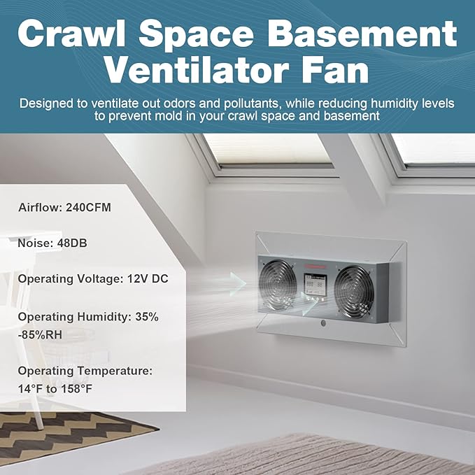 Abestorm Crawlspace Ventilation Fan, Crawl space Ventilator Fan - Image 4