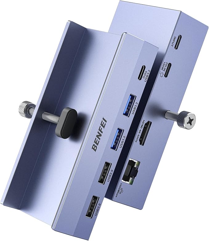 BENFEI 8-in-1 USB C Hub with Secure Clamp – Features 4K@60Hz HDMI, Gigabit by BENFEI
