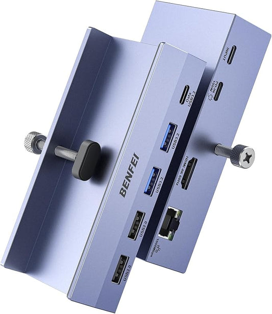BENFEI 8-in-1 USB C Hub with Secure Clamp – Features 4K@60Hz HDMI, Gigabit by BENFEI