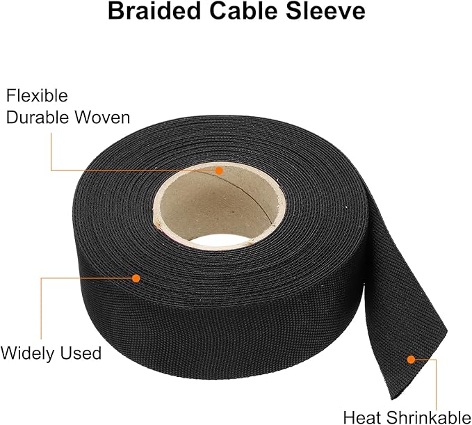 MECCANIXITY Braided Cable Sleeves Heat Shrinkable Fabric Sleeving, 1 1/4" 40ft - Image 4