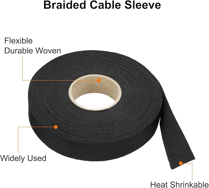 MECCANIXITY Braided Cable Sleeves Heat Shrinkable Fabric Sleeving, 5/8" 60ft - Image 4