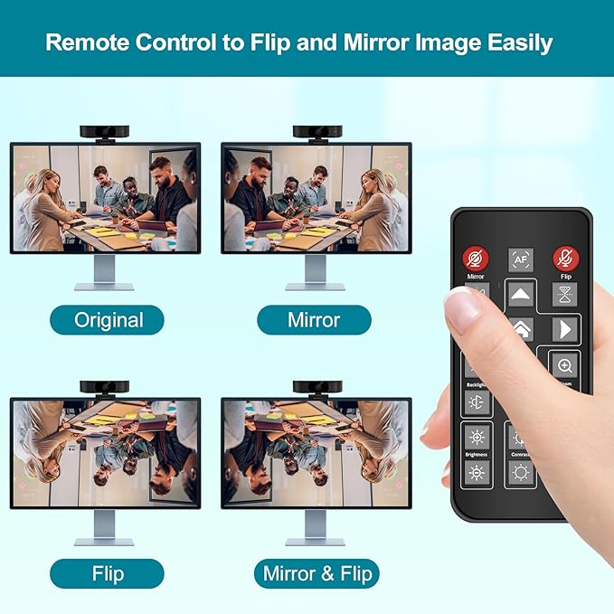 4K Webcam with 5-Level LED Light, 12MP Camera, USB Webcam with Dual - Image 8