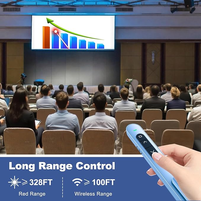 QUI Presentation Clicker for PowerPoint, RF 2.4GHz USB Wireless Presenter Remote - Image 5