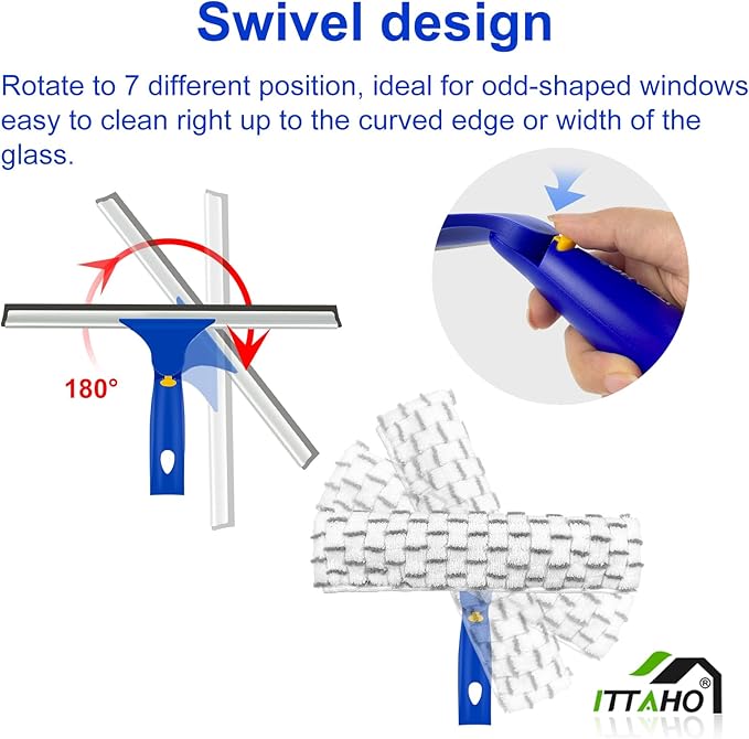 ITTAHO Squeegee for Window Cleaning, Extendable Window Cleaner for Car - Image 2