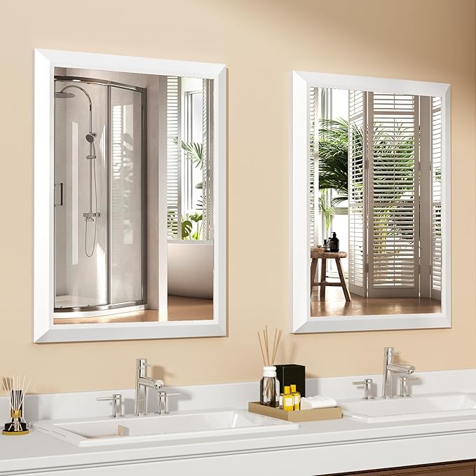 SMIROR Matte White Bathroom Mirror - Image 5