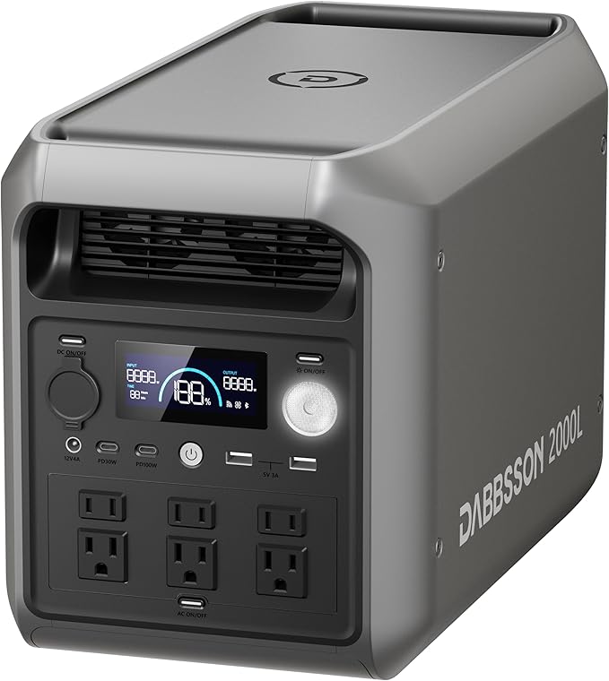 DABBSSON 2048Wh Portable Power Station, Safe Semi-Solid LiFePO4, 3300W Power by Dabbsson