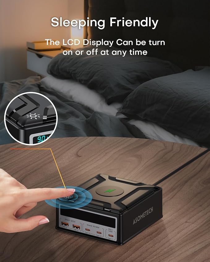 USB Charging Station, ASOMETECH 260W 5Ports Fast Charging Hub, 140W PD3.1 USB C - Image 5