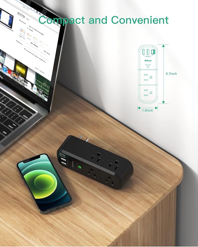 USB Outlet Extender Surge Protector - - Image 6