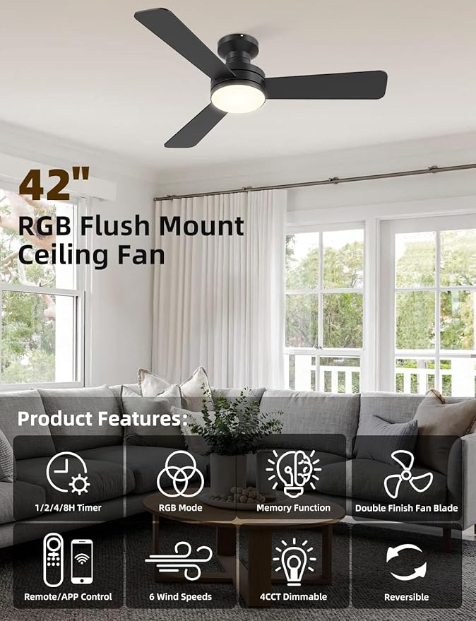 Homlit 42" RGB Ceiling Fan - Image 8